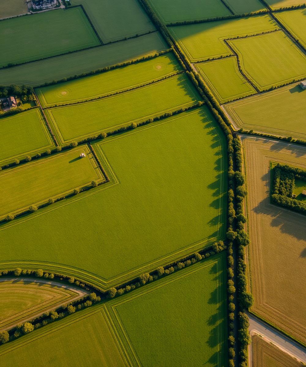 Aerial drone view of Paavan Dham premium managed farmland estate